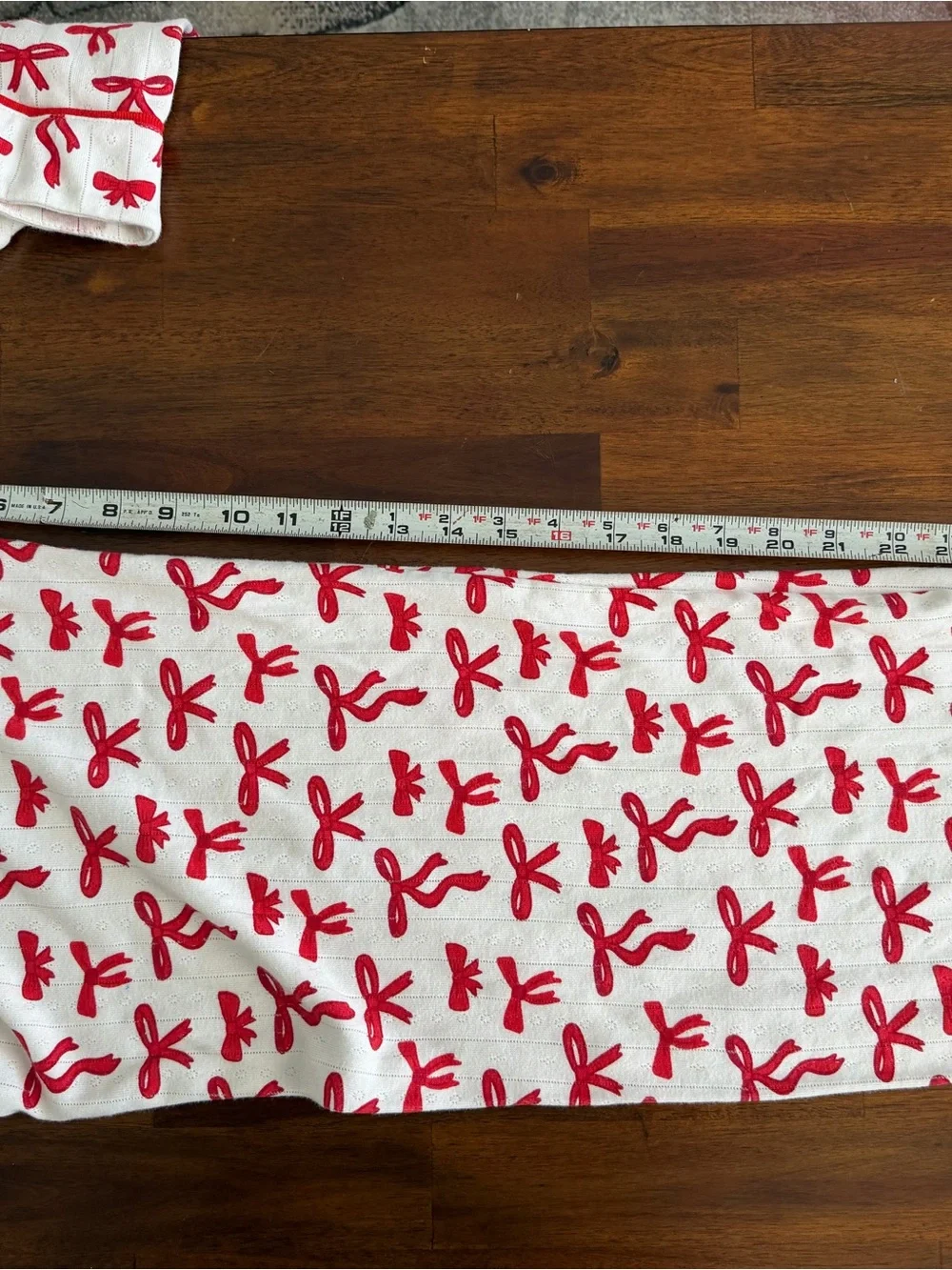 SIIX Collection Red Bows Organic Cotton Pointelle Pajama Lounge Set Size S